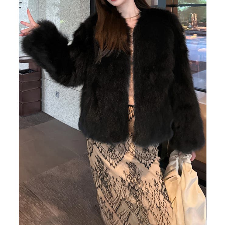 韓国風ノーカラーフェイクファージャケット | Miniministore | 詳細画像11 