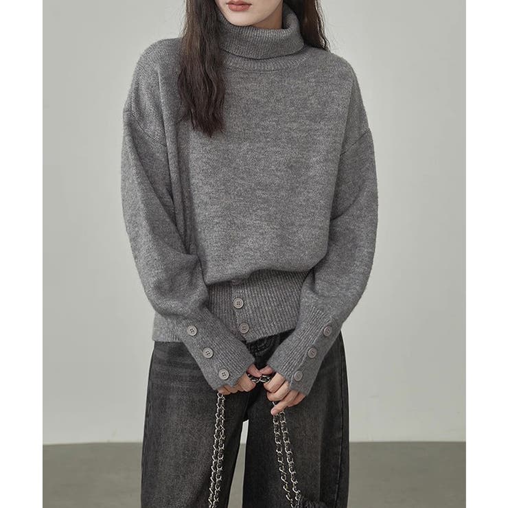 タートルネックリブニット トップス秋冬服 | Miniministore | 詳細画像11 