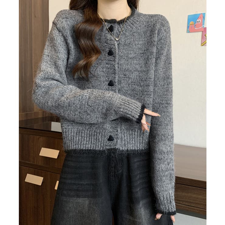 ハートボタンニットカーディガン長袖韓国風 | Miniministore | 詳細画像10 
