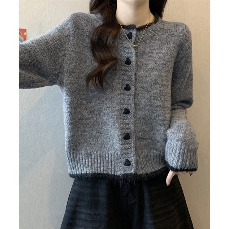 ハートボタンニットカーディガン長袖韓国風 | Miniministore | 詳細画像9 