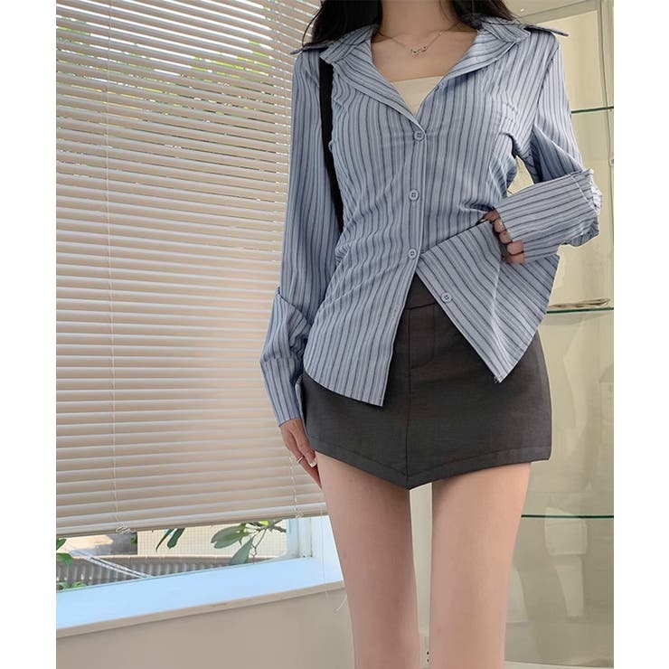きれいめ襟付き ストライプ柄 長袖シャツ | Miniministore | 詳細画像6 