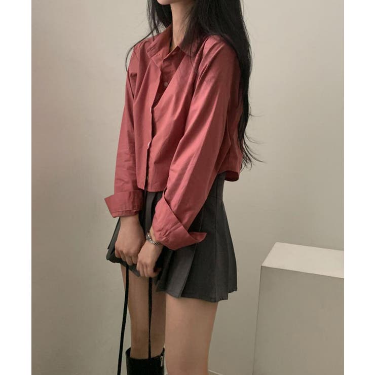 フロントボタン カラーショート丈シャツ | Miniministore | 詳細画像13 