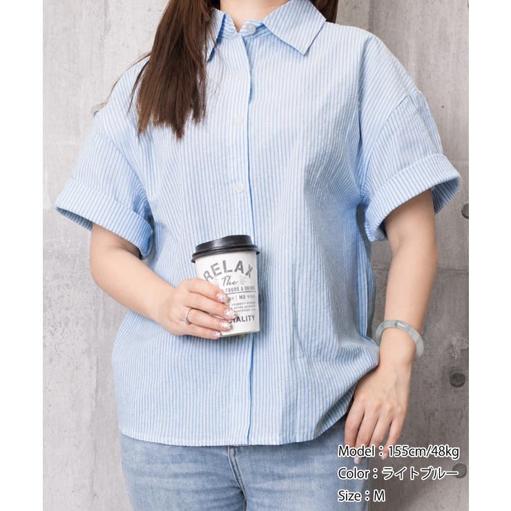 ストライプ柄襟付き半袖シャツ レディース | Miniministore | 詳細画像16 