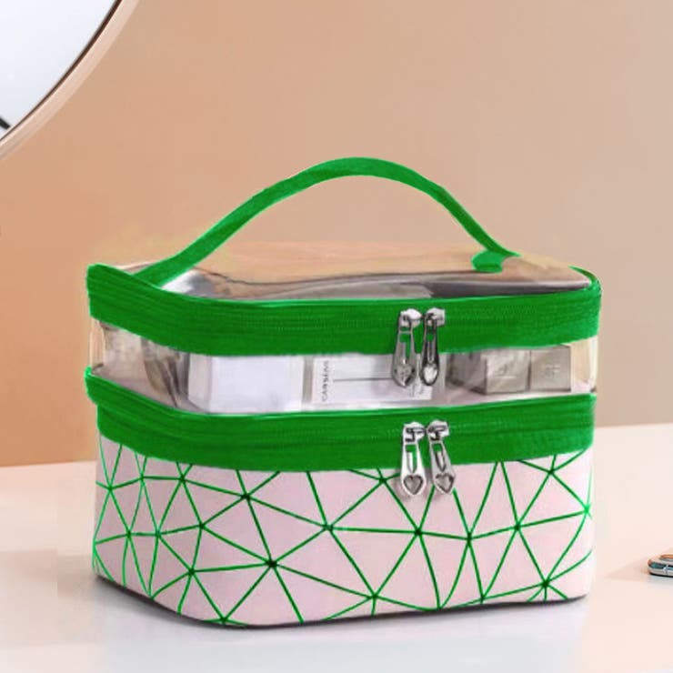 グリーン | メイクポーチ 大容量 持ち運び収納バッグ | Miniministore