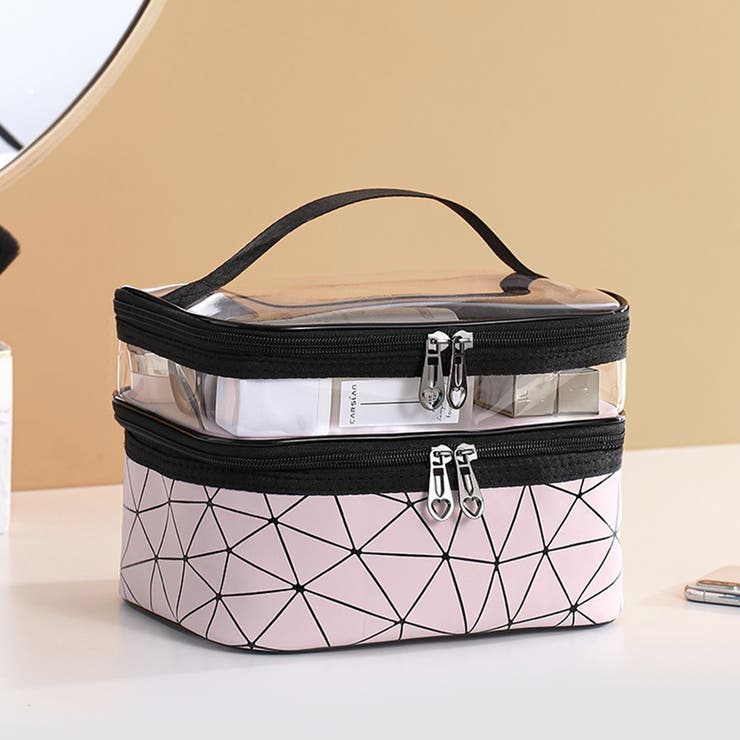 薄ピンク | メイクポーチ 大容量 持ち運び収納バッグ | Miniministore