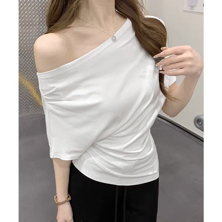 ホワイト | オフショルダーカットソー サイドギャザー | Miniministore