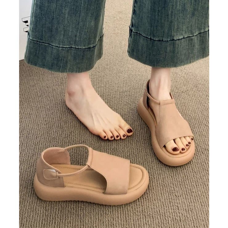 ピンクベージュ | アンクルストラップサンダル厚底シューズ夏 | Miniministore