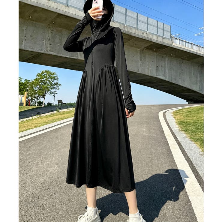ブラック | ラッシュガードレディース 着る日焼け止め | Miniministore