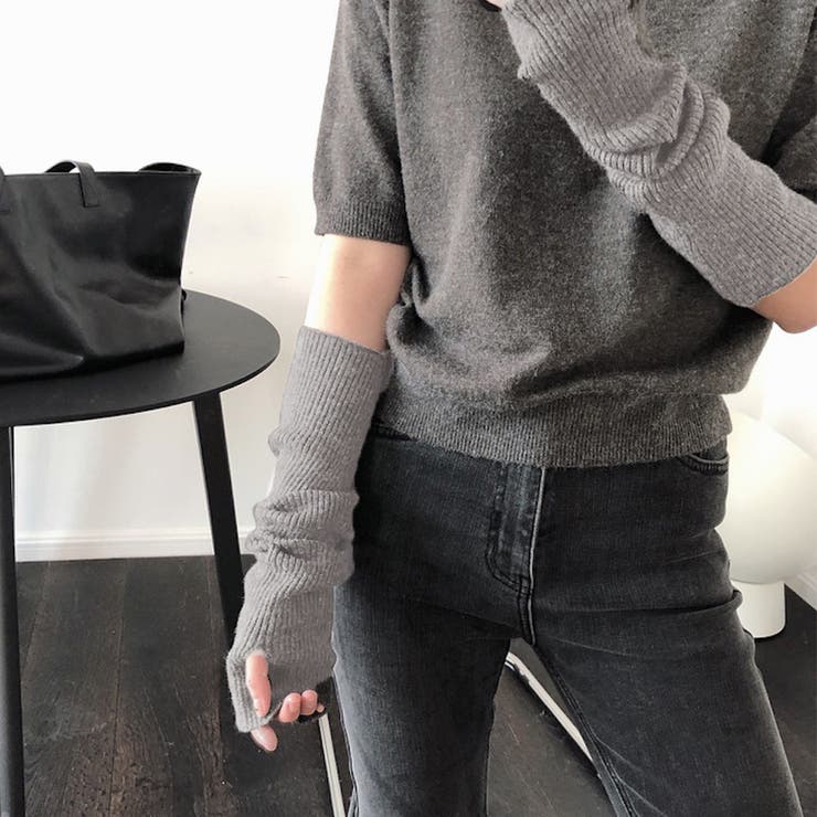 グレー | アームウォーマー秋冬 ロングアームカバー | Miniministore
