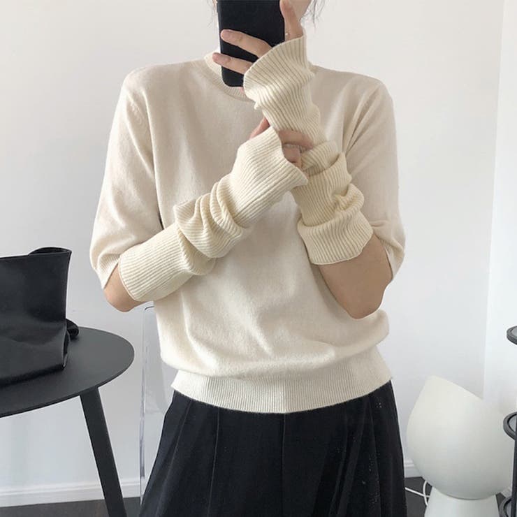 アイボリー | アームウォーマー秋冬 ロングアームカバー | Miniministore