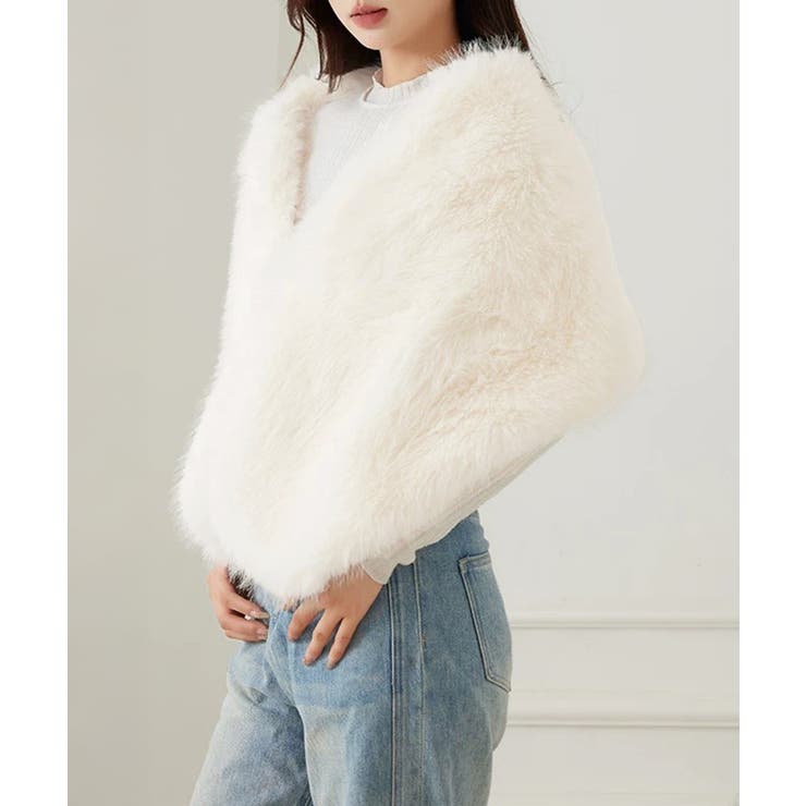 アイボリー*ショートファー | ファーケープ ファーショール 防寒肩掛け | Miniministore