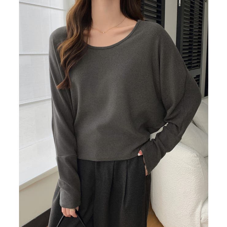 チャコールグレー | ドルマンスリーブTシャツ 長袖カットソー | Miniministore