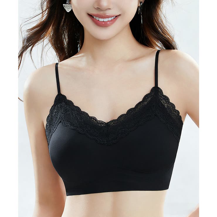 ブラック | シームレスブラジャーレース付きブラトップ | Miniministore