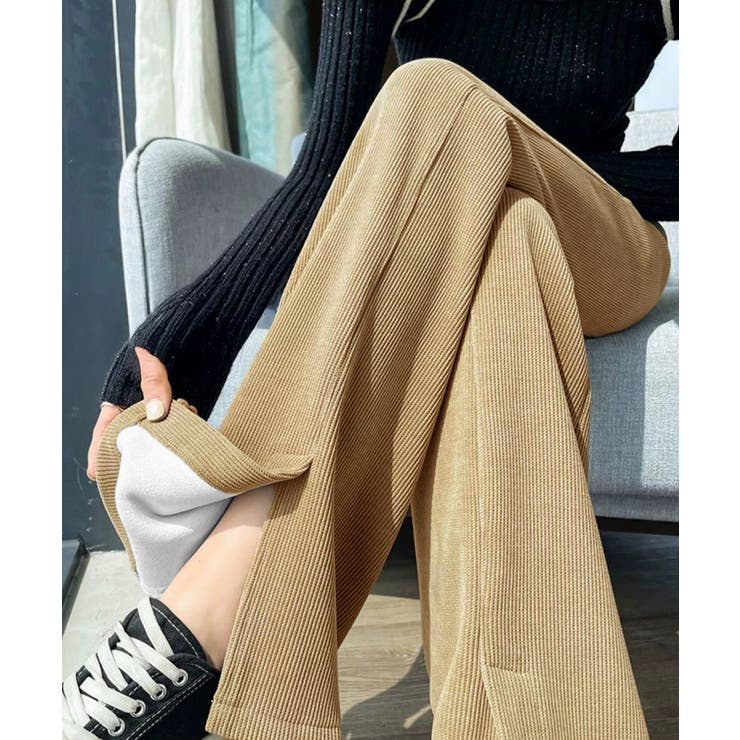 ベージュ | 裏起毛コーデュロイパンツ微フレアパンツ冬 | Miniministore