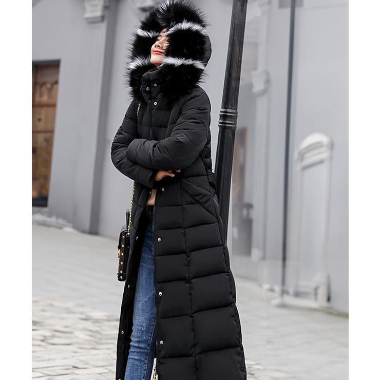 ブラック | キルティングフェイクダウンコートロング丈 | Miniministore