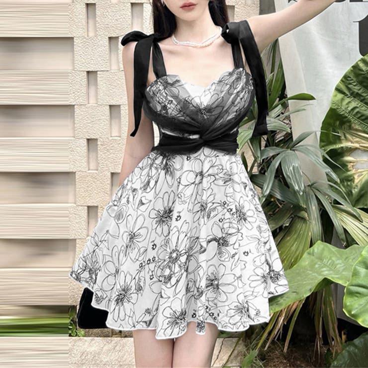 ホワイト*ブラック | ワンピース 水着 レディース 体型カバー | Miniministore