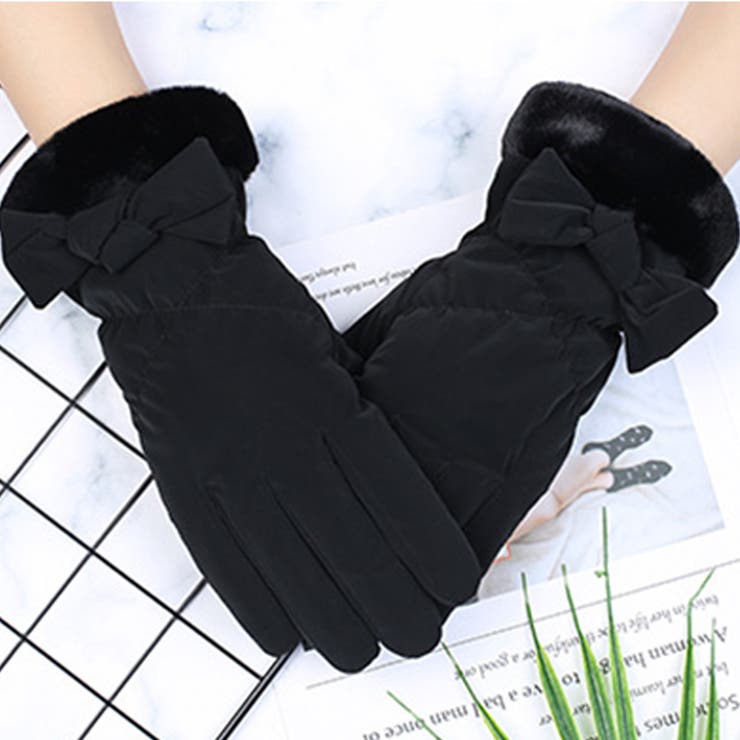 ブラック | 防寒手袋 裏起毛 レディース スマホ対応 | Miniministore
