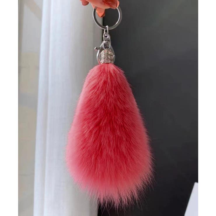 ローズ | カラフル もこもこファーキーホルダー 可愛いバッグアクセサリー | SUNSHINE CLOSET