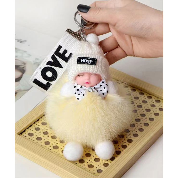 アイボリー | 韓国風 ふわふわドールチャーム ぬいぐるみチャーム | SUNSHINE CLOSET