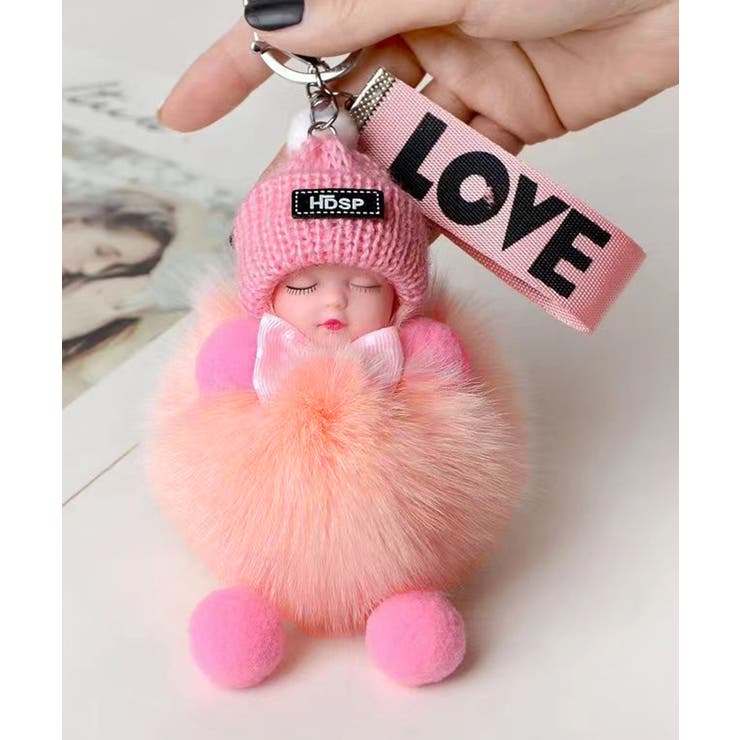 コーラルピンク | 韓国風 ふわふわドールチャーム ぬいぐるみチャーム | SUNSHINE CLOSET