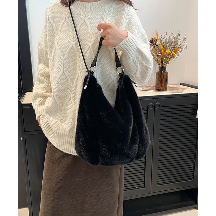 ブラック | もこもこトートバッグエコファー秋冬バッグ | Miniministore