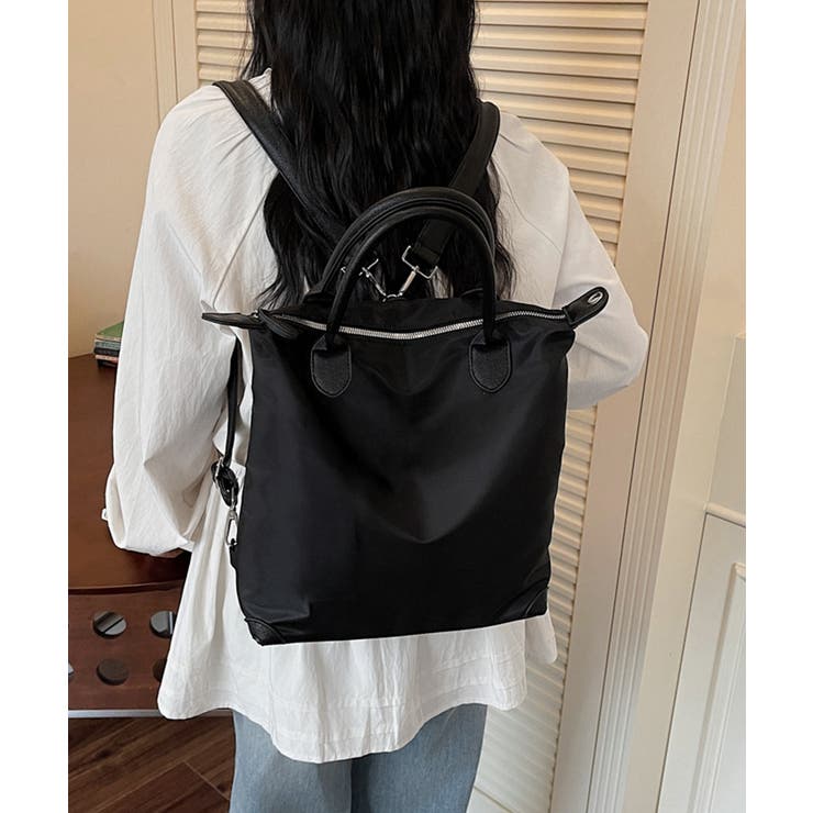 ブラック | マルチトートバッグ大容量ナイロンリュック | Miniministore