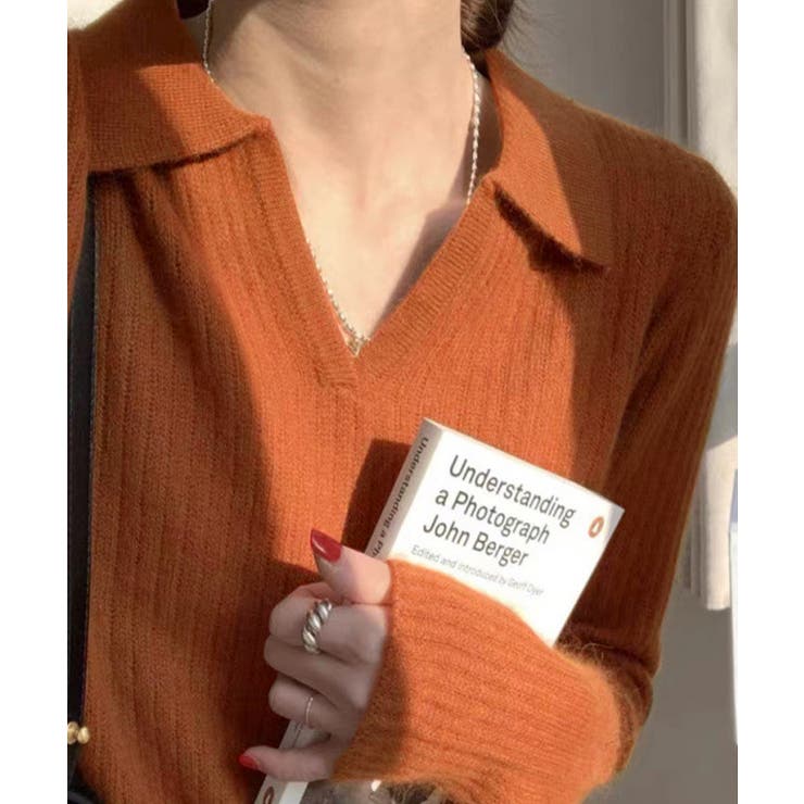 テラコッタ | スキッパーニット韓国風リブニットトップス | Miniministore