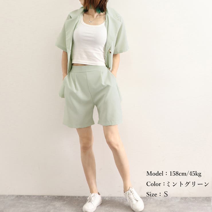 年末のプロモーション 半袖ジャケット ショートパンツ セット夏[品番：II000010617 Lサイズ