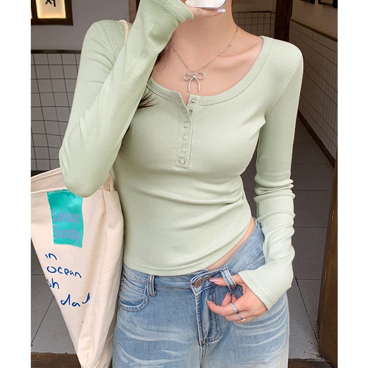 カップ付きリブニットトップス暖かインナー | Miniministore | 詳細画像14 