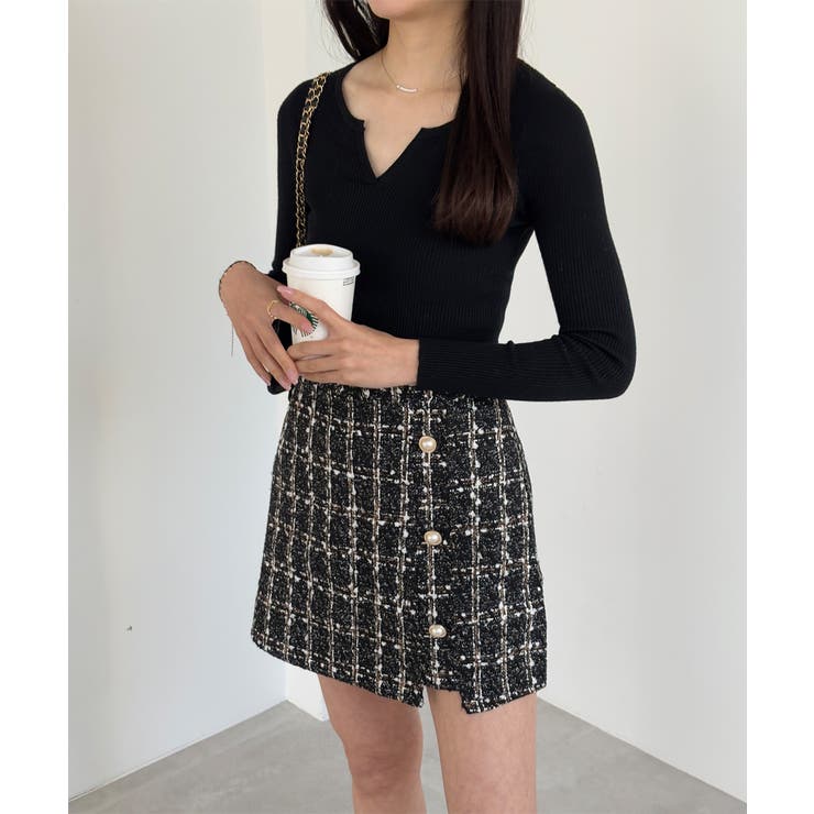 Vネック ニットトップス 長袖ニットソー | Miniministore | 詳細画像12 