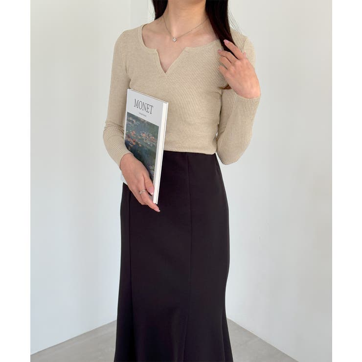 Vネック ニットトップス 長袖ニットソー | Miniministore | 詳細画像15 