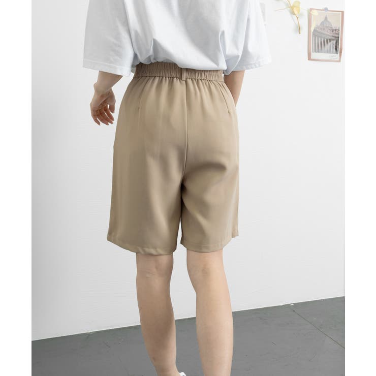 タックショートパンツ ハイウエスト 美脚[品番：II000011490
