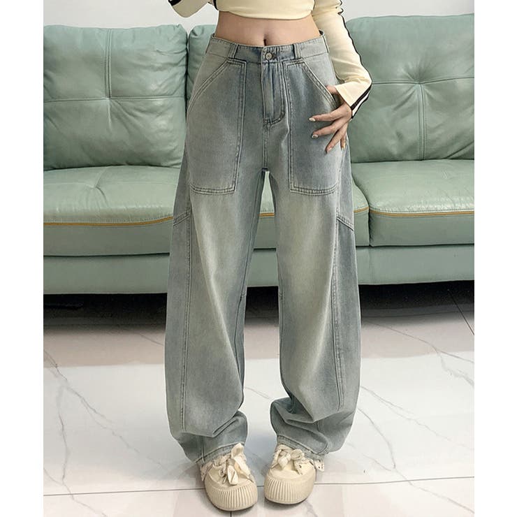 バギーデニムパンツ レディース レトロ風 | Miniministore | 詳細画像1 