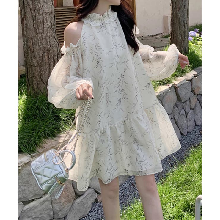 MARCHESA NOTTEタフタ ミディワンピース オフショルダー rienda | オフショルダータイトニットワンピース (ワンピース