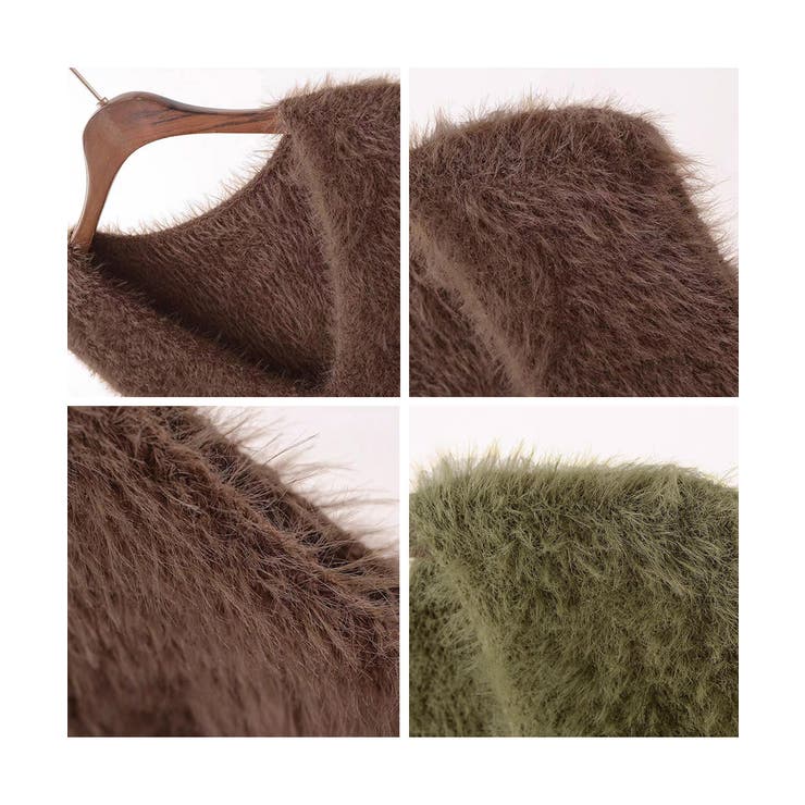 Vネック起毛フェザーニットベストふわふわ | Miniministore | 詳細画像15 