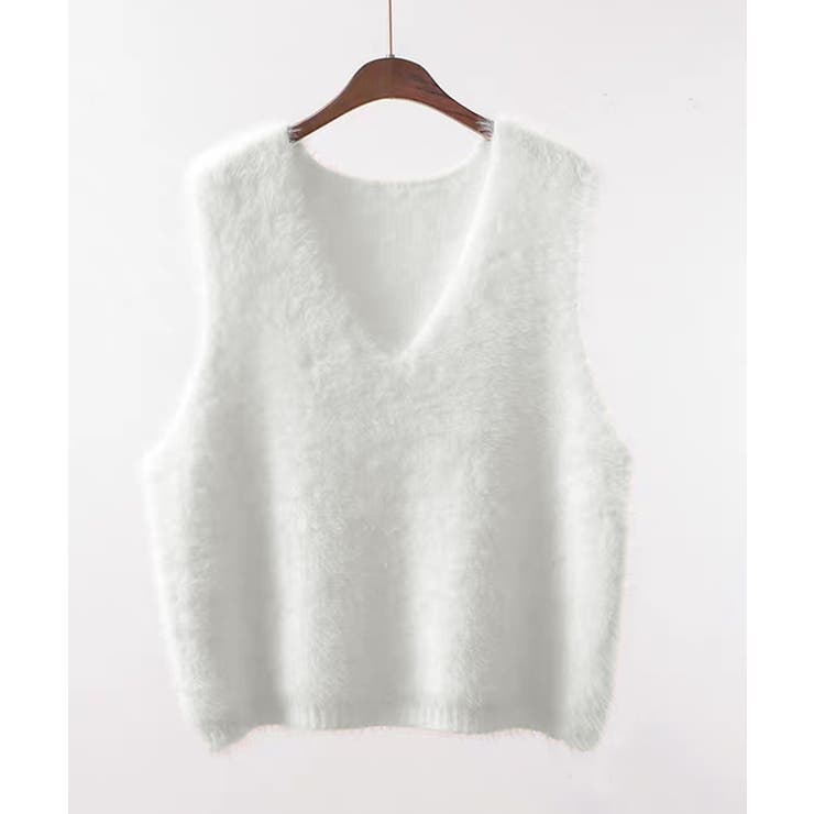 Vネック起毛フェザーニットベストふわふわ | Miniministore | 詳細画像25 