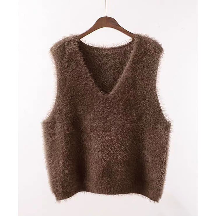Vネック起毛フェザーニットベストふわふわ | Miniministore | 詳細画像27 