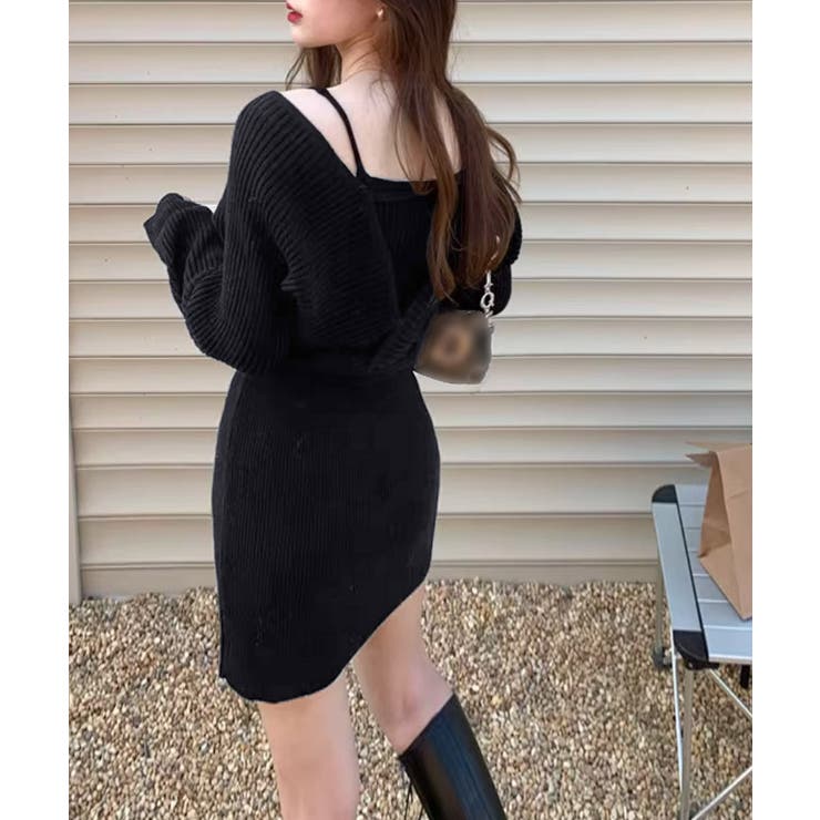 カシュクールニットワンピース ミニワンピ