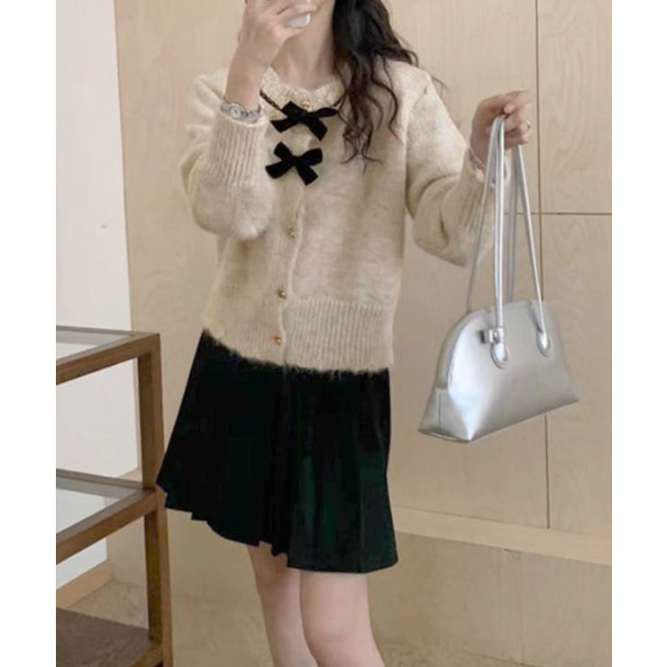 襟レースニットカーディガンリボントップス | Miniministore | 詳細画像8 