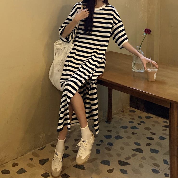 ボーダー柄 Tシャツワンピース 韓国風 品番 Ii Miniministore ミニミニストア のレディースファッション通販 Shoplist ショップリスト