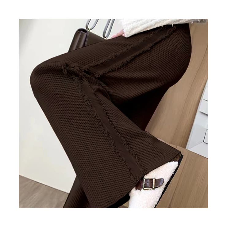 サイドフリンジ リブニットパンツ 暖かい | Miniministore | 詳細画像11 