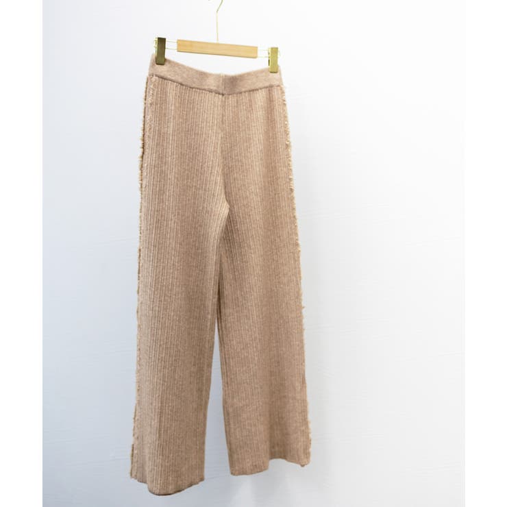 サイドフリンジ リブニットパンツ 暖かい | Miniministore | 詳細画像43 