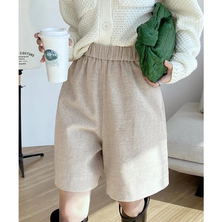 ウール風ハーフパンツ5分丈ワイドパンツ[品番：II000011473