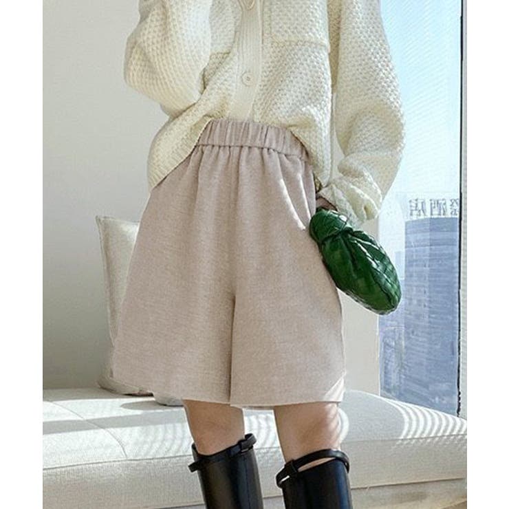 ウール風ハーフパンツ5分丈ワイドパンツ[品番：II000011473