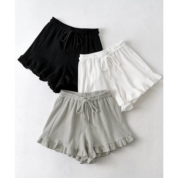 フリルペチパンツ ワッフルショートパンツ | Miniministore | 詳細画像1 