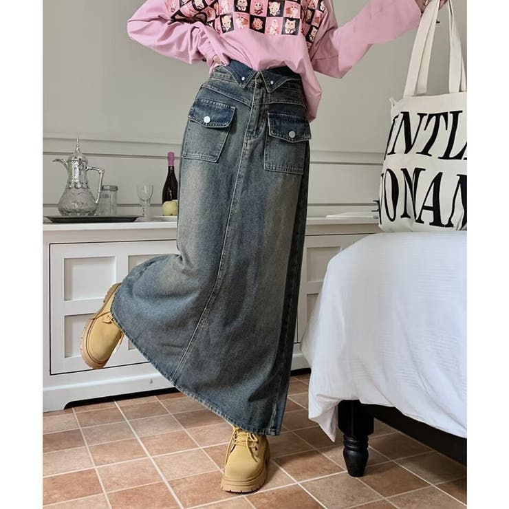 デニムマキシスカート バックスリット入り | Miniministore | 詳細画像1 