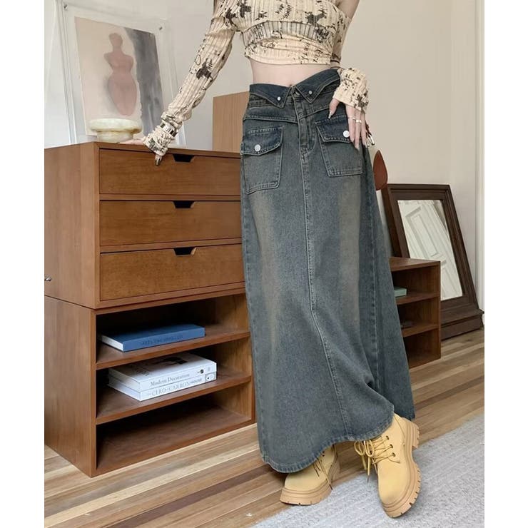 デニムマキシスカート バックスリット入り | Miniministore | 詳細画像11 