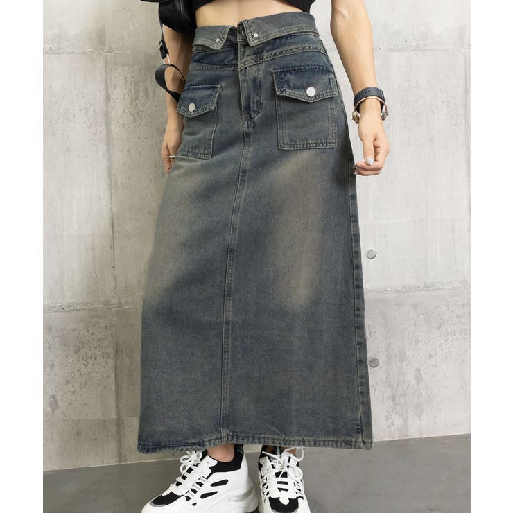 デニムマキシスカート バックスリット入り | Miniministore | 詳細画像18 