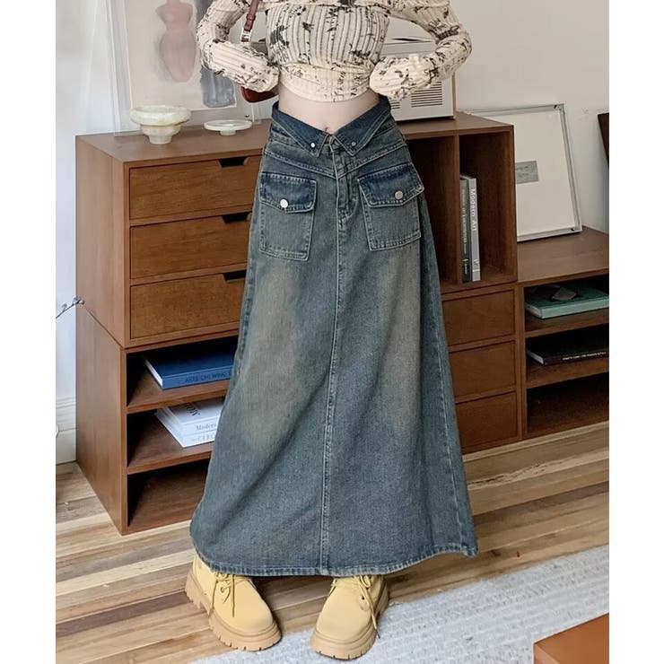 デニムマキシスカート バックスリット入り | Miniministore | 詳細画像9 