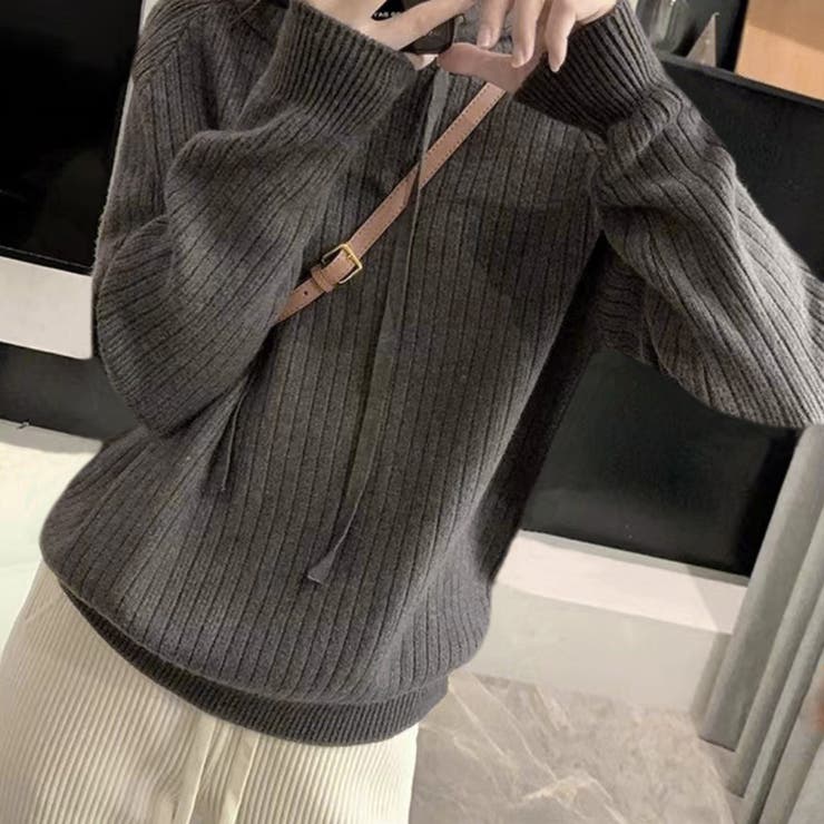 リブニットパーカーレディース韓国トップス | Miniministore | 詳細画像11 